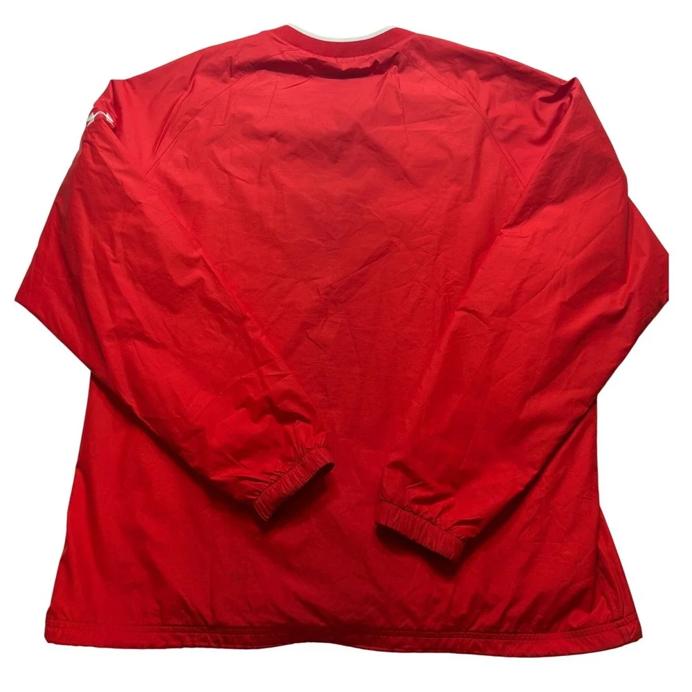 Under Armour Windbreaker Pullover Mens LG‎ Red White V-Neck Mesh Lined Jacket